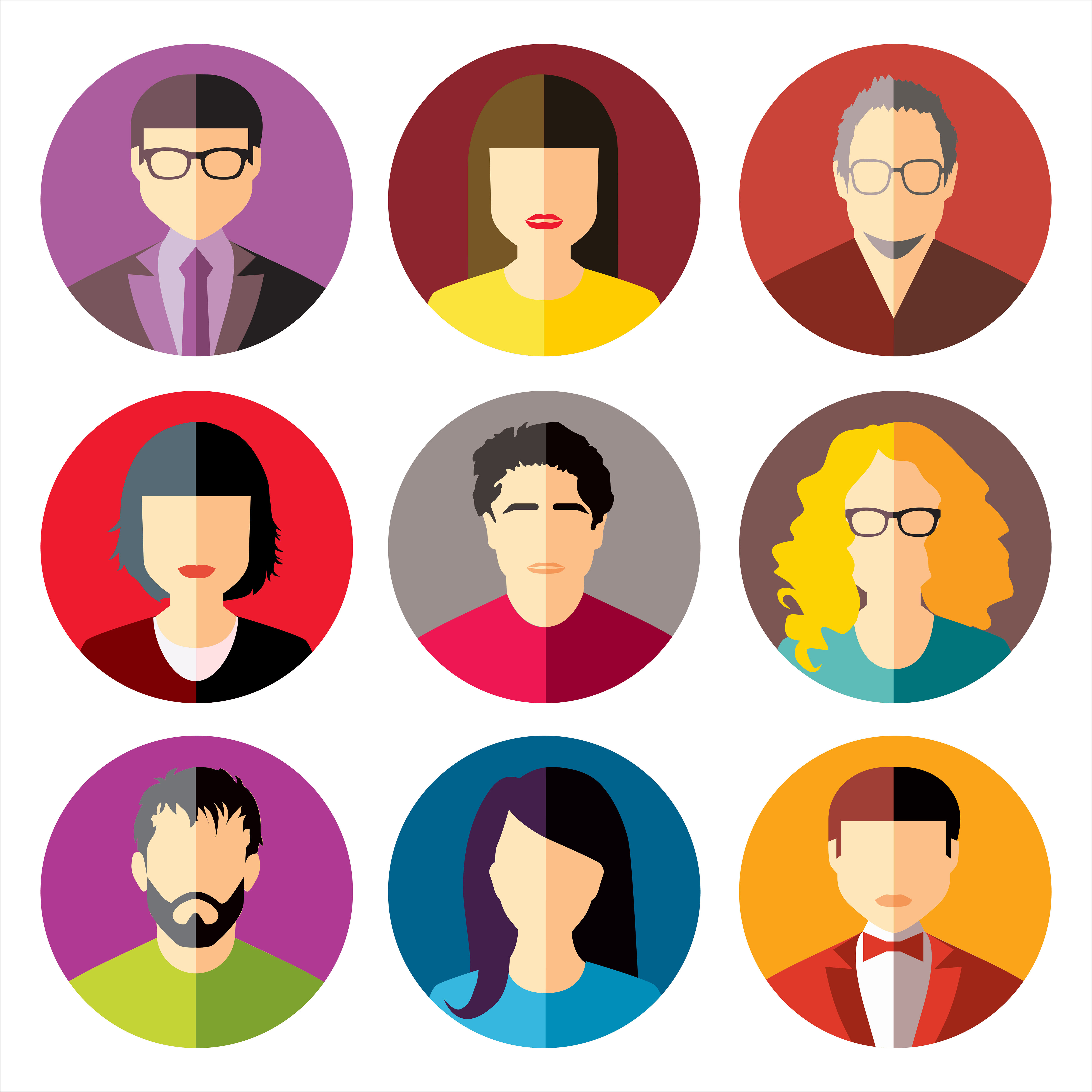 User Icons and People Icons in flat modern style. Vector illustration